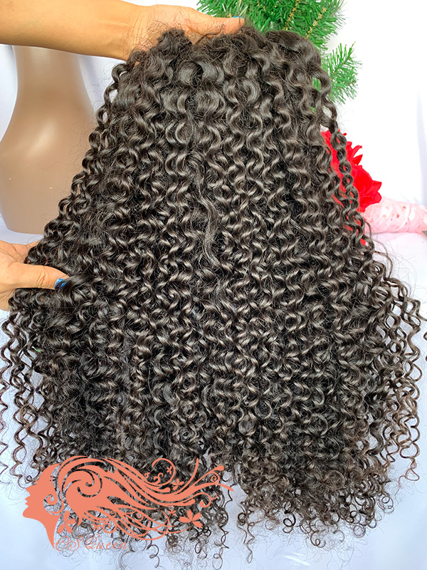 Csqueen Raw Natural Curly U part wig 100% Human Hair 180%density - Click Image to Close